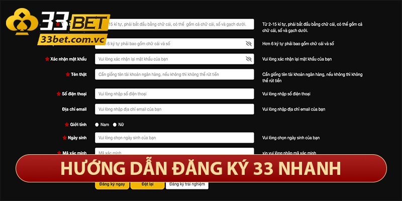 33bet – Thương Hiệu Sòng Bạc Trực Tuyến Lớn Nhất Việt Nam 15 Hướng dẫn đăng ký 33bet nhanh chóng